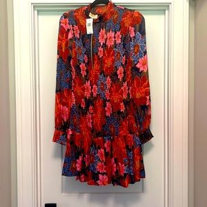 Farm Rio Garden Navy Smocked Dress